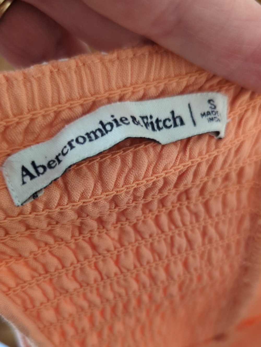 Abercrombie & Fitch Peach Ditsy Botanical Tie Shoulder Babydoll Goring Dress S - Picture 2 of 8